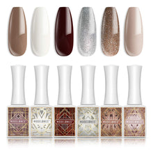 Load image into Gallery viewer, Like New/Unboxed- Modelones Gel Nail Polish- Art Deco White Nude Champagne Gold Silver Burgundy Gel Polish- 6 PCS 10ML Soak Off UV Nail Gel Polish