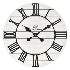 Like New/Unboxed- Bee & Willow Home Rustic Wood 18-Inch Wall Clock (White)