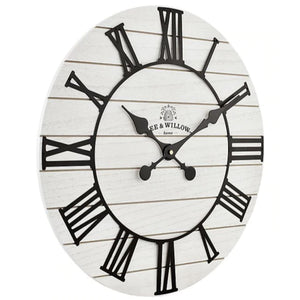 Like New/Unboxed- Bee & Willow Home Rustic Wood 18-Inch Wall Clock (White)