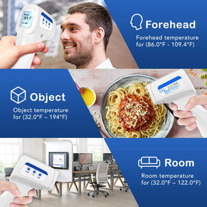 Like New/Unboxed- HealSmart Thermometer Forehead & Object Non-touch Indoor Outdoor Professional Temperature Measurement with Memory Function (White)