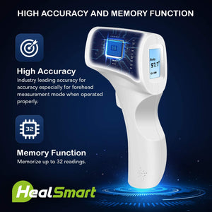 Like New/Unboxed- HealSmart Thermometer Forehead & Object Non-touch Indoor Outdoor Professional Temperature Measurement with Memory Function (White)