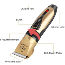 Load image into Gallery viewer, Like New/Unboxed- YIDON Dog Clippers Grooming Kit - Cordless Adjustable Low-Noise Pet Clippers Dog Hair Trimmer Rechargeable (Gold/Black)
