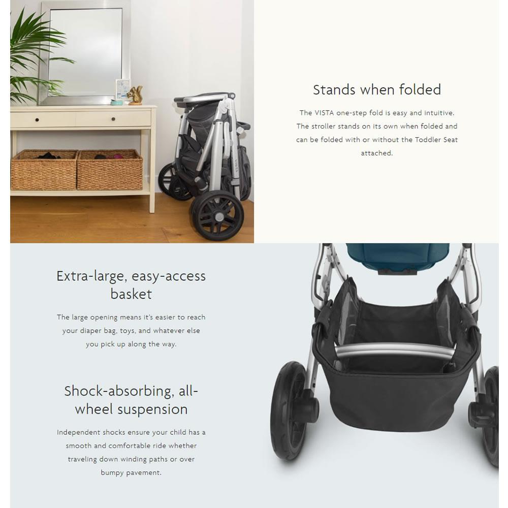 uppababy vista v2 blue melange Like New/Unboxed- UppaBaby Vista V2 Stroller (Gregory Blue Melange) – Fat Panda Express